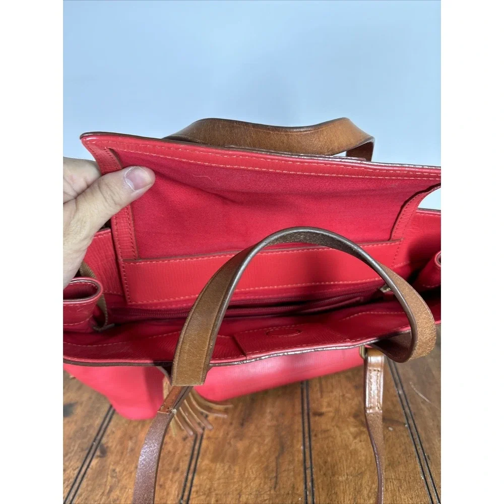 Dooney & Bourke Morgan‎ Satchel Red Handbag Saffiano Leather Shoulder W/Dust Bag